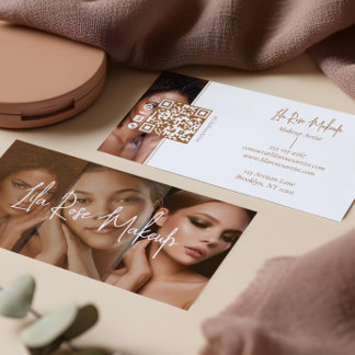 Elegant Minimal Modern Makeup Artist Photo Collage 名刺