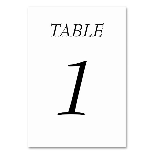 Elegant Minimal Modern Simple Chic Table Card テーブルナンバー (正面)