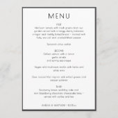 Elegant Minimal Modern White Simple Wedding Dinner メニュー (正面)