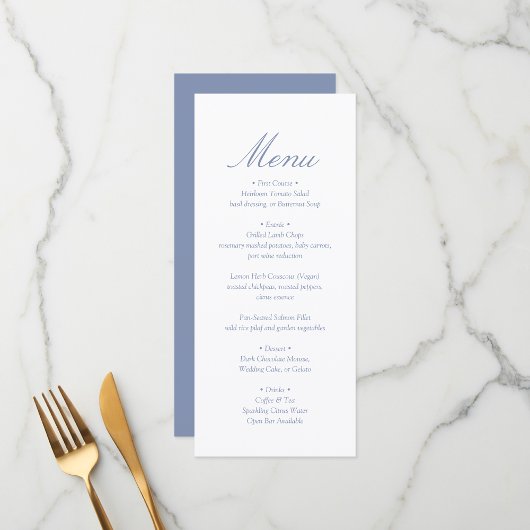 Elegant Minimal Monogram Blue Wedding メニュー
