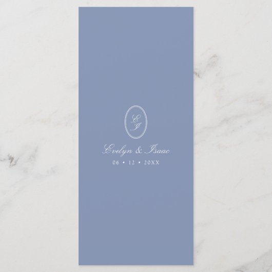 Elegant Minimal Monogram Blue Wedding メニュー (裏面)