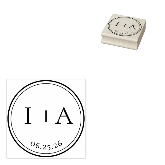Elegant Minimal Monogram Initials Wedding ラバースタンプ (押印)