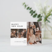 Elegant Minimal New Year Cheers Family 3 Photo シーズンポストカード (スタンド正面)