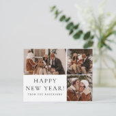 Elegant Minimal New Year Cheers Family 3 Photo シーズンポストカード (スタンド正面)