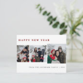 Elegant Minimal New Year Cheers Family 3 Photo シーズンポストカード (スタンド正面)