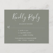 Elegant Minimal Olive Green Wedding RSVP インビテーションポストカード (正面)