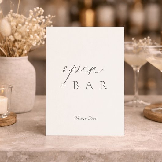 Elegant Minimal Open Bar Wedding Sign 招待状