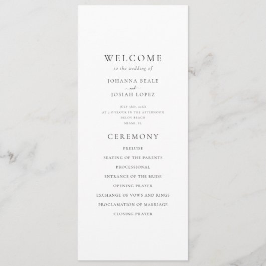 Elegant Minimal Palm Tree Wedding Program プログラム (正面)