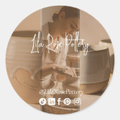 Elegant Minimal Pottery Photo Collage Packaging ラウンドシール (正面)