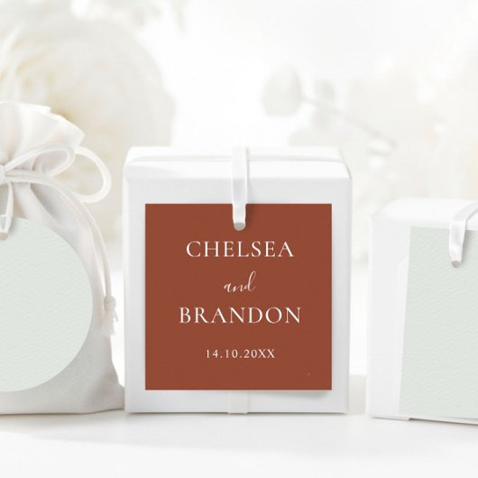 Elegant Minimal Rustic Terracotta Script Wedding フェイバータグ