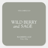 Elegant Minimal Sage Green Candle  スクエアシール (正面)