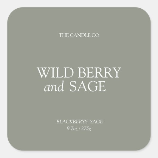 Elegant Minimal Sage Green Candle  スクエアシール (正面)