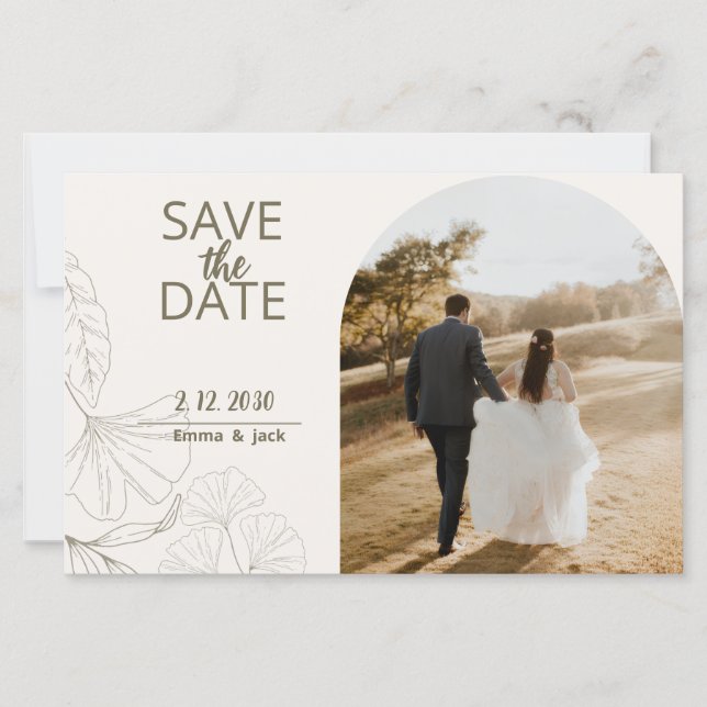 Elegant Minimal Save the Date Card (正面)