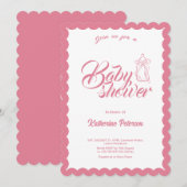 Elegant Minimal Scalloped Baby Shower Invitation 招待状 (正面/裏面)