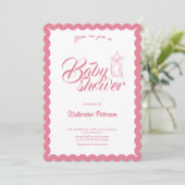 Elegant Minimal Scalloped Baby Shower Invitation 招待状 (スタンド正面)