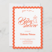 Elegant Minimal Scalloped Baby Shower Invitation 招待状 (正面)