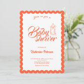 Elegant Minimal Scalloped Baby Shower Invitation 招待状 (スタンド正面)