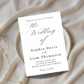 Elegant Minimal Script Black and White Wedding Inv 招待状