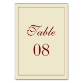 Elegant Minimal Script Ivory & Wine Red Wedding テーブルナンバー (正面)