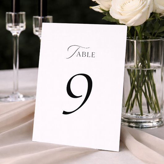 Elegant Minimal Script Wedding Table Numbers 1–19 サンキューカード