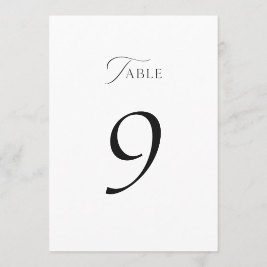 Elegant Minimal Script Wedding Table Numbers 1–19 サンキューカード (裏面)