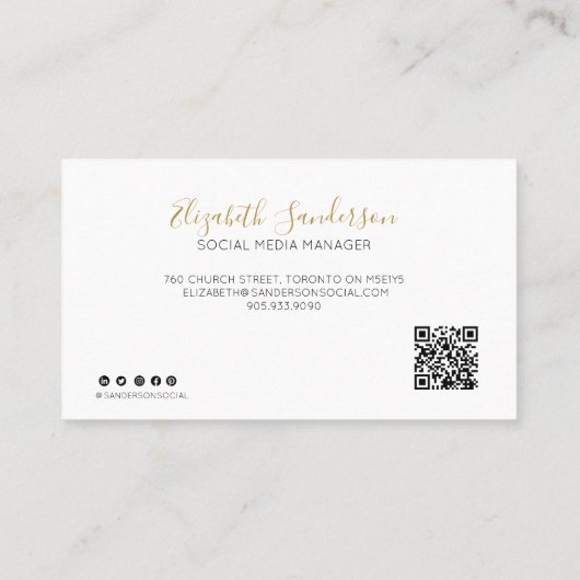 ELEGANT MINIMAL SCRIPT YOUR QR CODE Business Card 名刺 (裏面)