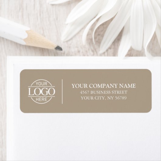 Elegant Minimal Taupe Business Logo Return Address ラベル (インサイチュ)