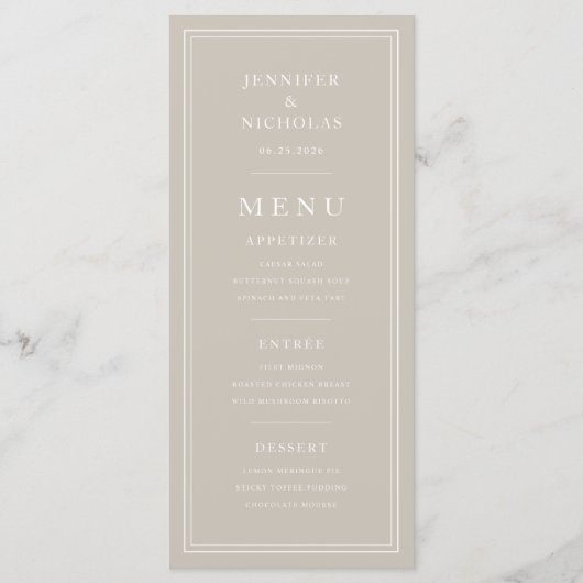Elegant Minimal Taupe Wedding メニュー (正面)