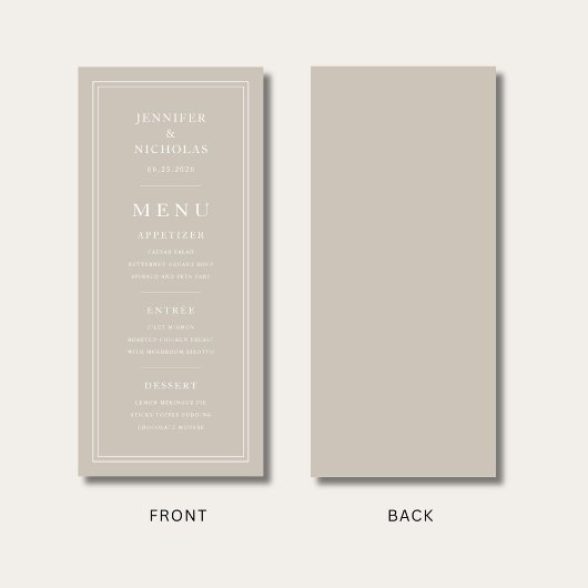 Elegant Minimal Taupe Wedding メニュー