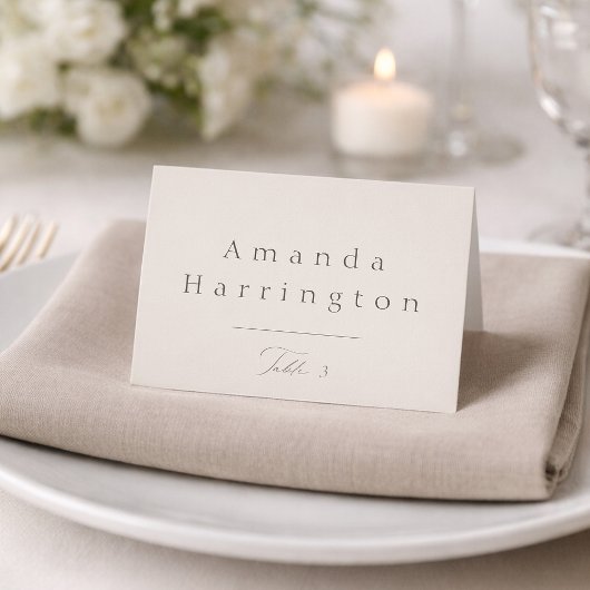 Elegant Minimal Taupe Wedding Place Card  テーブルナンバー