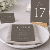Elegant Minimal Taupe Wedding Place Card  テーブルナンバー