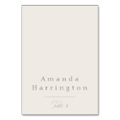 Elegant Minimal Taupe Wedding Place Card  テーブルナンバー (正面)