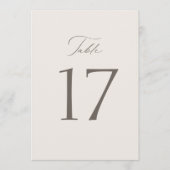 Elegant Minimal Taupe Wedding Table Numbers 1–19 サンキューカード (正面)