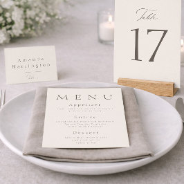Elegant Minimal Taupe Wedding Table Numbers 1–19 サンキューカード