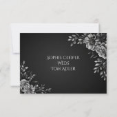 Elegant Minimal Typography Black White Monochrome 出欠カード (裏面)