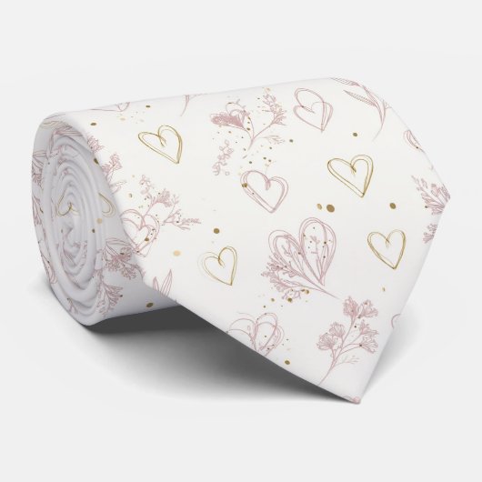 Elegant Minimal Valentine Hearts Seamless Pattern  ネクタイ (ロール)