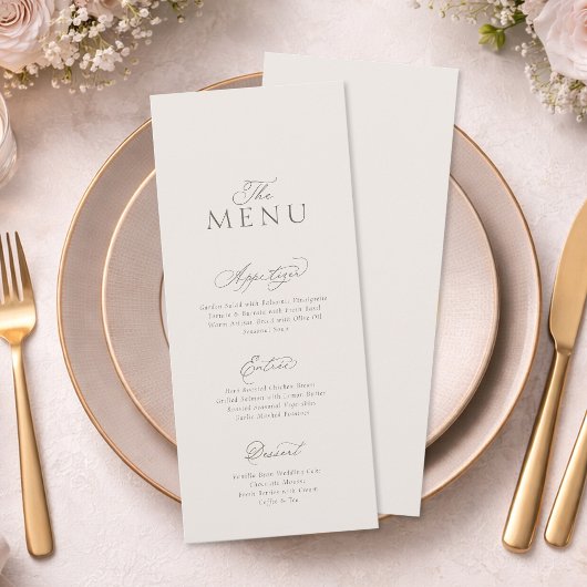 Elegant Minimal Vertical Wedding Menu Card 招待状