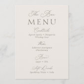 Elegant Minimal Wedding Bar Menu Sign 招待状 (正面)