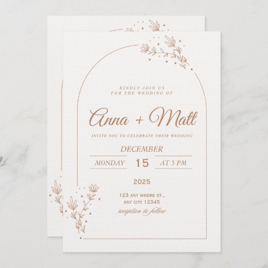 Elegant Minimal Wedding Invitation 招待状 (正面/裏面)