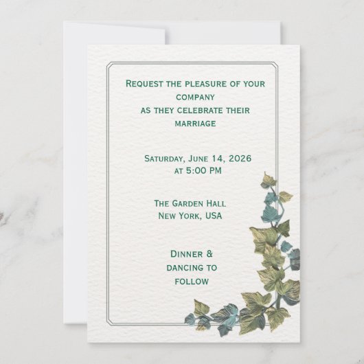 Elegant Minimal Wedding Invitation – Customizable  招待状 (裏面)