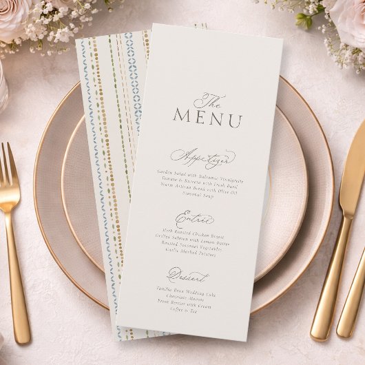 Elegant Minimal Wedding Menu Card with Pattern 招待状