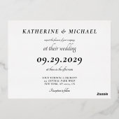 Elegant Minimal Wedding Real Gold Foil Invitation 箔シーズンポストカード (裏面)