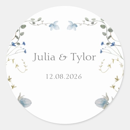 Elegant Minimal Wedding Sticker ラウンドシール (正面)