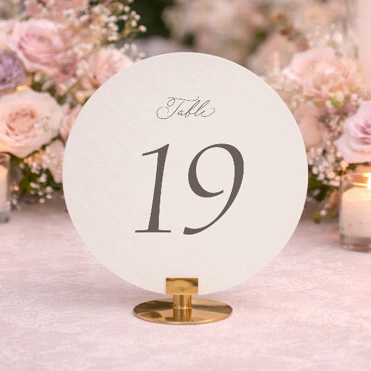 Elegant Minimal Wedding Table Numbers 1–19 招待状