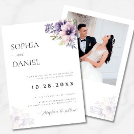 Elegant Minimal White Floral Wedding Invitation  招待状