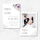 Elegant Minimal White Floral Wedding Invitation  招待状