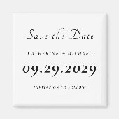 Elegant Minimal White Wedding Save The Date マグネット (正面)