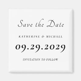 Elegant Minimal White Wedding Save The Date マグネット