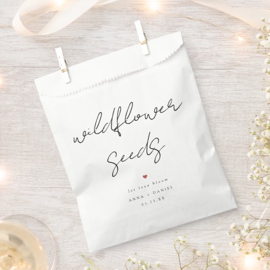 Elegant Minimal Wildflower Seed Packet Wedding フェイバーバッグ (クリップ留めされた状態)