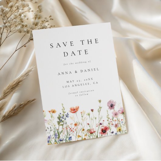 Elegant Minimal Wildflower Wedding Save The Date セーブザデート